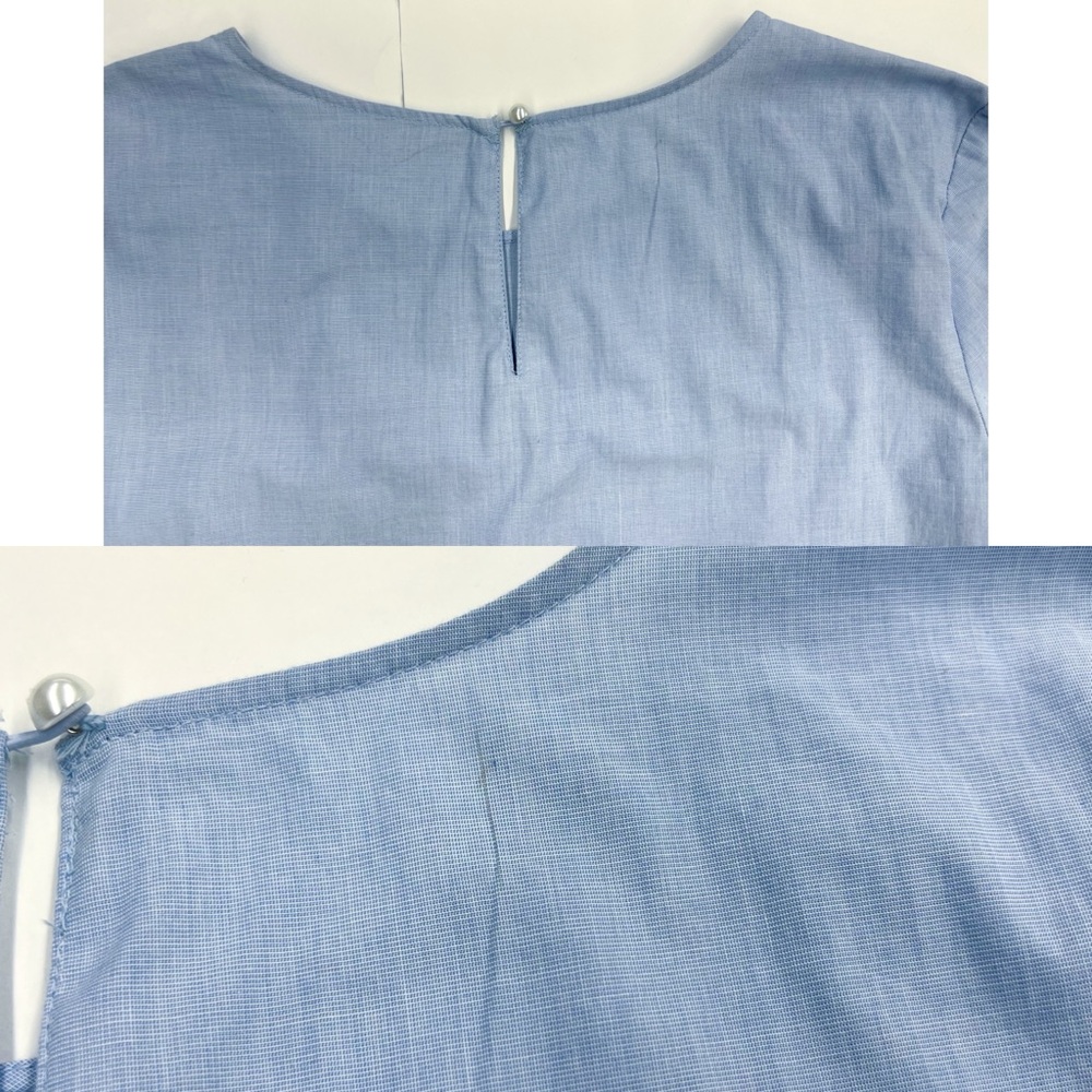 Sky Blue 3/4 Sleeve Faux Pearl Blouse - Picture 13 of 15